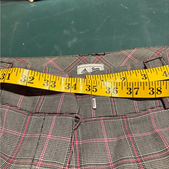Adidas Gray Checkered Golf Shorts with Pink Lines - Picture 7 of 7